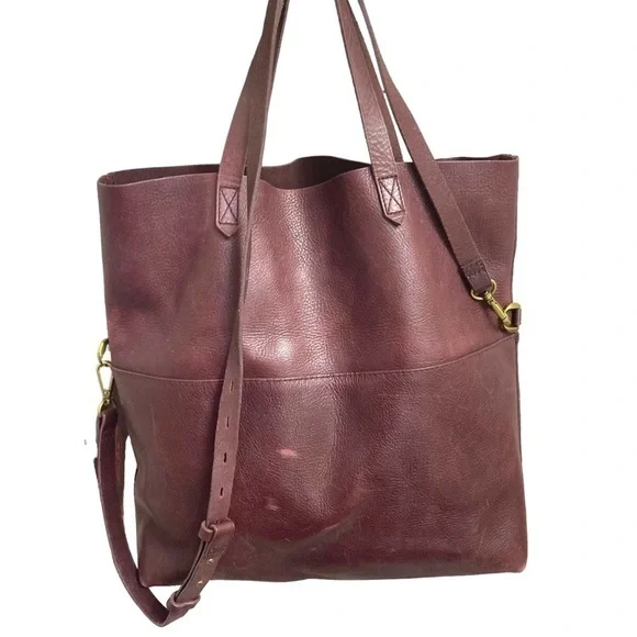 Madewell burgandy leather tote foldover messenger crossbody bag - Picture 4 of 13